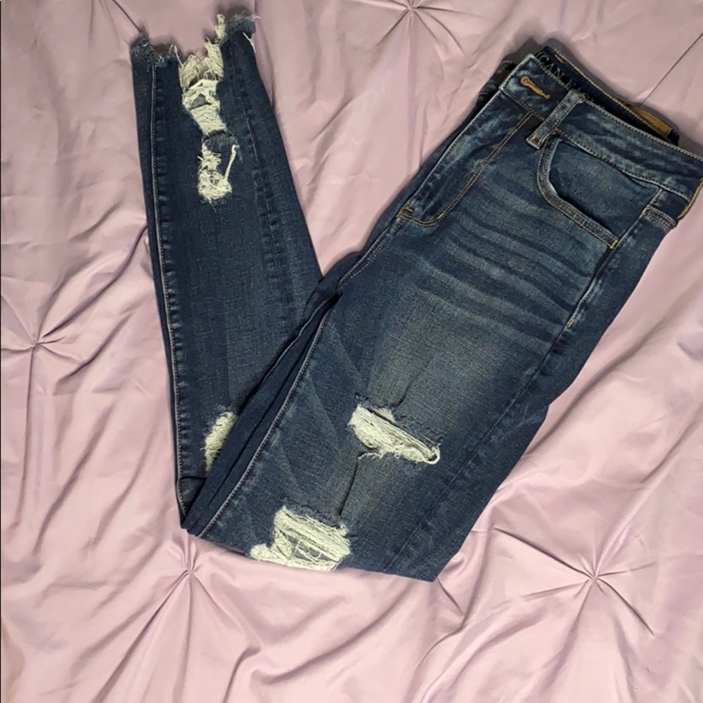 American Eagle Dark Blue Ripped Jeans